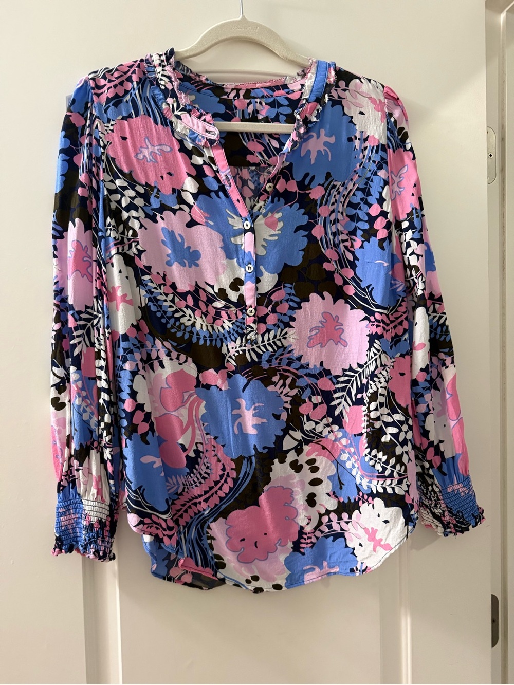 Talbots Womens Pink & Blue Floral Blouse